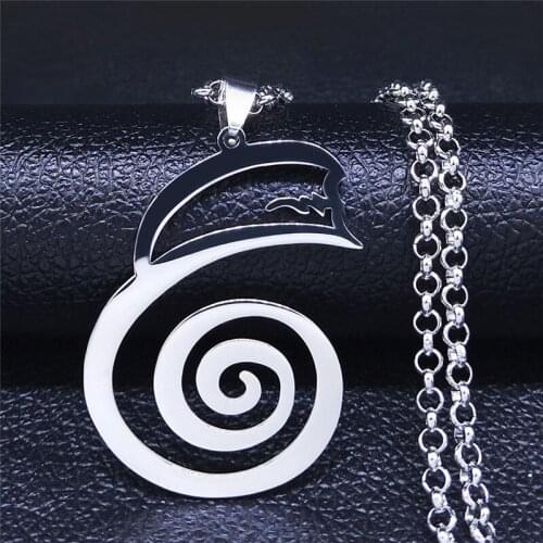 Stainless Steel Pendants Necklaces for Men Silver Color Vortex Dragon Long Statement Necklace Jewelry colier homme N4127S05