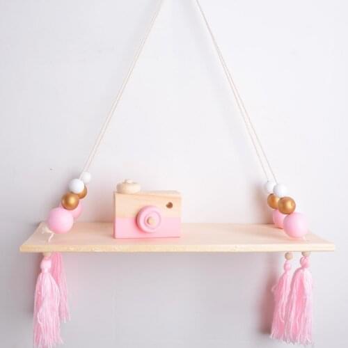 Natural Wood Floating Shelves Rope Tassel Wall Hanging Shelves Living Room Children Bedroom Decorations Home Decor Accessories