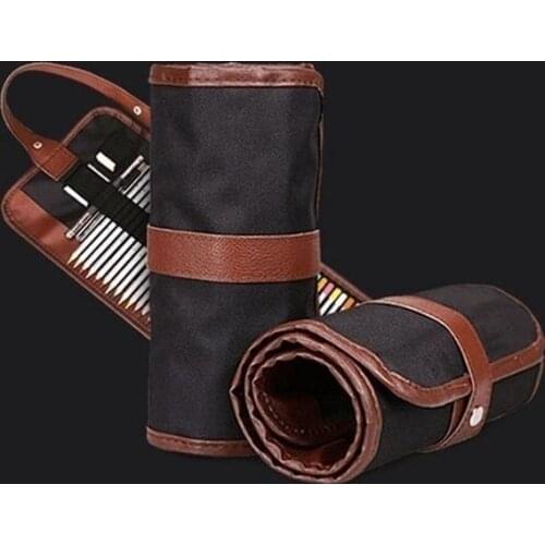 Retro Luxury Pencil Cases Roll Pen Bag Storage Pouch For Stationery School Supplies Makeup Cosmetic Bag Holder