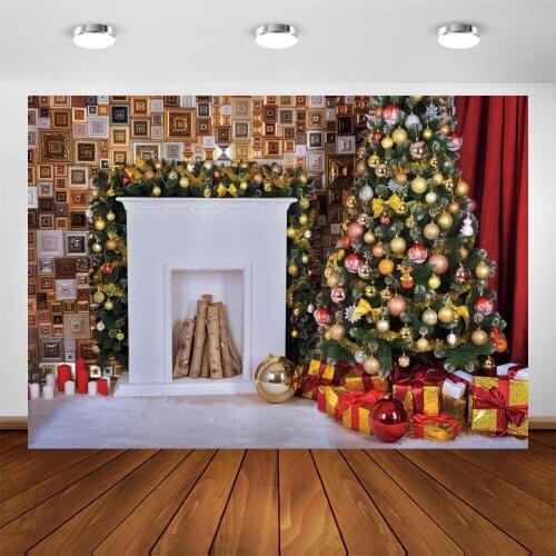 Yeele Christmas Background Photography Pine Interior Fireplace White Carpet Backdrop Baby Photographic Photo Studio Photophone