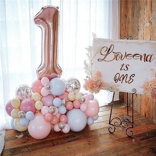 74pcs/set mix macaron color latex globos rose gold number balloons set wedding birthday party decorations DIY balls stand column