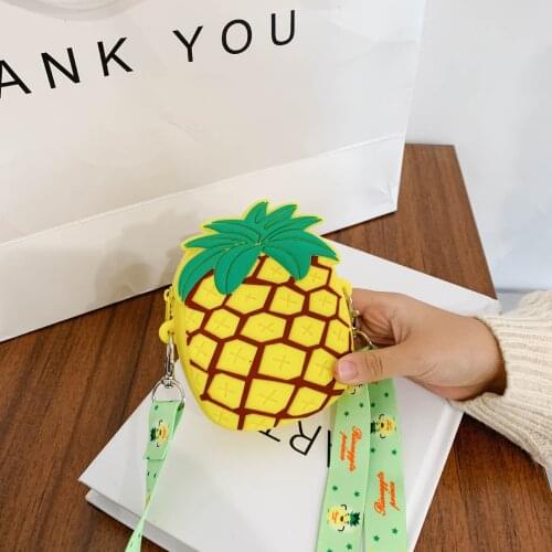 Cute Avocado Cartoon Kids Bag Silicone Waterproof Children Coin Purse Bag Lovely Sweet fruit milk Shoulder Diagonal Shopping Bag