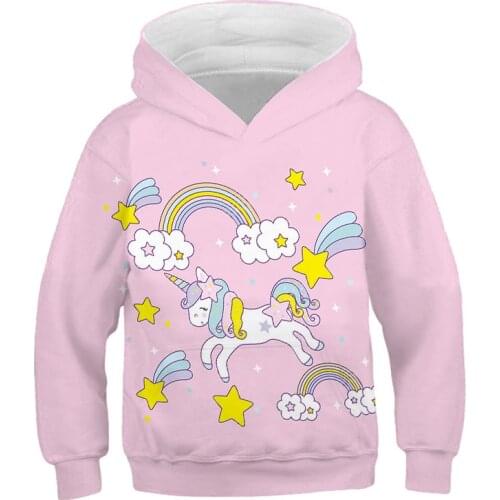 3-14Yrs Unicorn Sweatshirt Tops Spring Hoodies Girls Sweater Baby Boys Children Long Sleeve Autumn Clothing Outfits