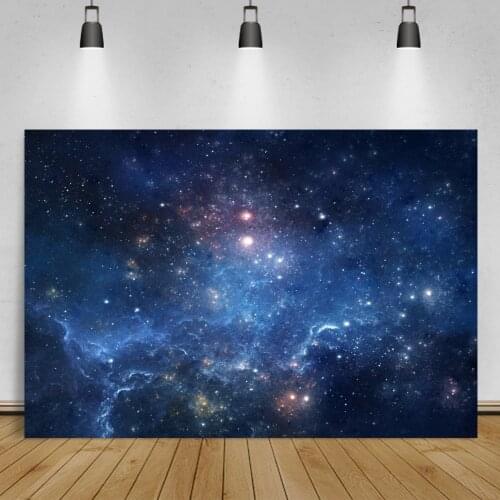 Laeacco Vinyl Background Blue Starry Shiny Star Science Fiction Space Party Baby Photography Backdrop Photocall Photo Studio