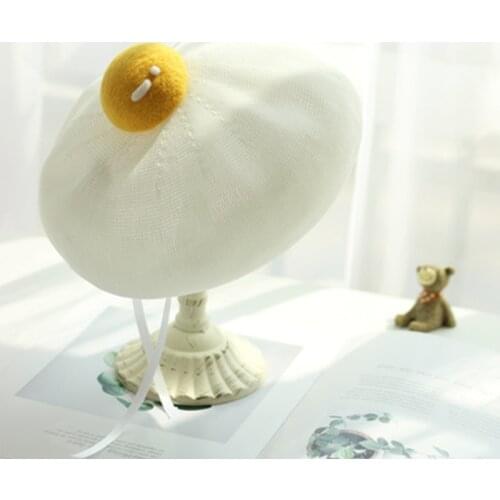 Knitted egg yolk beret women handmade breathable cute egg egg hat spring and summer Japanese wool felt egg yolk painter hat