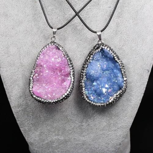 High Quality Natural Stone Quartz Necklace Jewelry for Women Men Agates Druzy Charms Pendants Necklaces Gifts