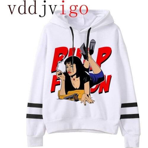 Women Mia Wallace Grunge Aesthetic Sweatshirts Pulp Fiction Funny Cartoon Harajuku Hoodies Ullzang Warm Fashion 90s Hoody Female
