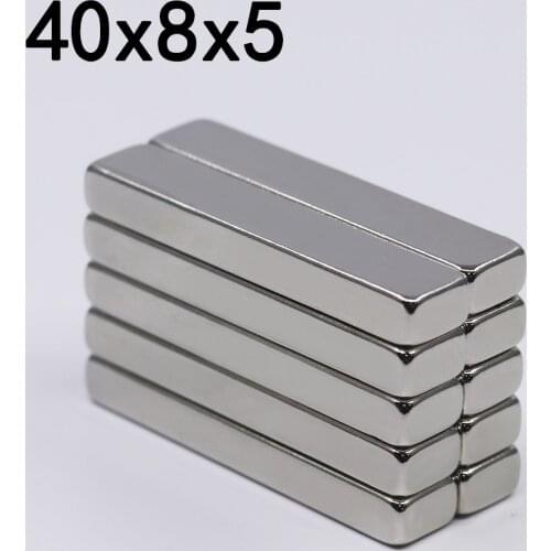 1/2/5/10/15Pcs 40x8x5 Neodymium Magnet 40mm x 8mm x 5mm N35 NdFeB Block Super Powerful Strong Permanent Magnetic imanes