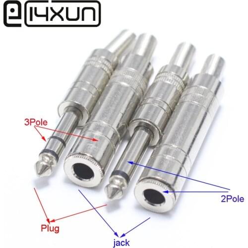 1pcs 6.35 Stereo 2Pole / 3Pole Plug 6.35mm Mono / Stereo Amplifier Microphone Plug 6.35mm jack Plug 6.5mm Audio Connector