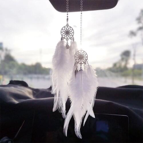 1pcs Car Pendant Hanging Decor Dream Catcher Feathers Handmade Wall Car Ornament Craft Home Decoration Wind Chime