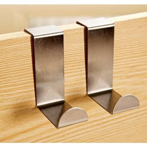 2pcs Home Stainless Steel Door Hooks Kitchen Hat Clothes Pothook Z-type Hanger Free Nail Hook
