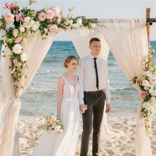 2021 Backdrop Railing Decoration Organza Wedding Yarn Tulle Sheer Crystal Fabric Birthday Party Wedding Arch Ceremony 5-10m 5z