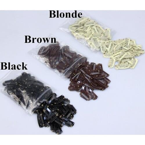 30pcs 2.8cm Snap Clips For Hair Extension Wig Clips Hairpins Black Clips For Weft weaving Hair Closure Clips Brown Blonde Silver