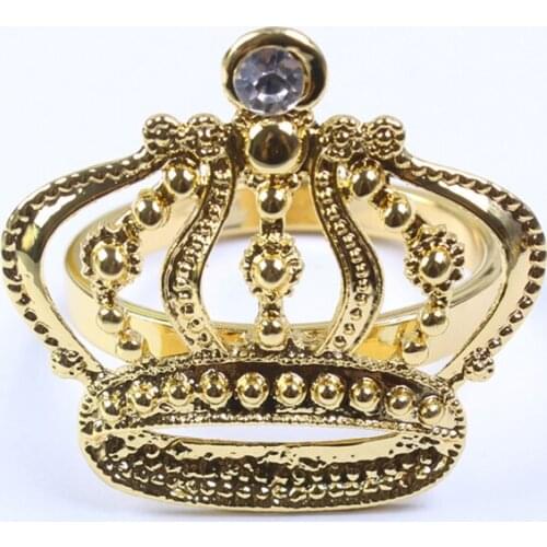 4pcs Golden Fashion Napkin Rings Sparkling Napkin Buckles Crown Napkin Holders Dinning Table Setting Decor for Wedding Party