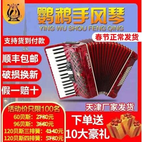 Accordion 8/32/48/60/96/120 Bass 3 Rows 4 Spring Beginners Accordion