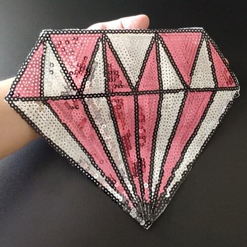 Diamond Patches For Clothing Sequins Biker Badge Embroidery Fabric Sequined Logo Patch Stickers for Clothes Free Shipping