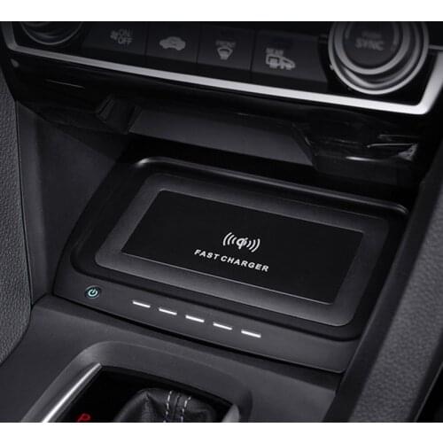 For Honda Civic 2016 2017 2018 2019 10w car qi wireless charger charging plate mobile phone holder accessories for iPhone 8 9