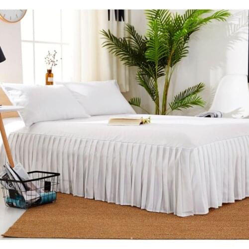 White Solid Color Bedspread Soft Sanding Beauty Bed Skirt King Queen Double Size Bed Cover