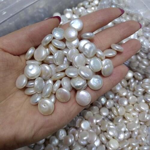 5Pcs Natural Freshwater Pearl Loose Beads Baroque Nonporous Button beads COINS Bead Semi-finished Products DIY 11-12mm size