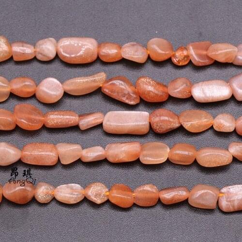 4-7mm Natural Sunstone Loose Beads Irregular Shape Gravel Beads For DIY Necklace Bracelet Fashion Jewelry Making 15'' Strand