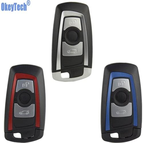OkeyTech 3 Buttons Remote Key Shell For BMW 1 3 5 6 7 Series X3 X4 Key Replacement Blue Red Silver Fob Protector Case
