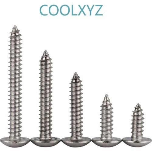 COOLXYZ Phillips Large Pan Head Tapping Screws 316 Stainless Steel Cross Truss Head Self Tapping Long Wood Screw M4M5M6 5pcs