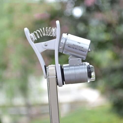 DHL/Fedex 100PCS Phone Microscope Screen Magnifier 60 X High Magnification Jewelry Appraisal With LED Lights