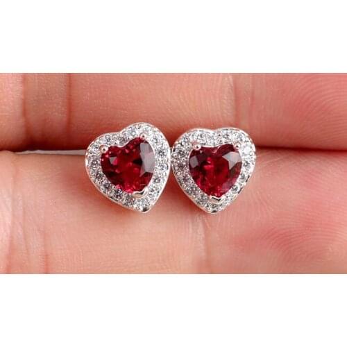 Heart-shaped Earrings AAA zircon crystal 925 pure women jewelry gem/stone/coral/opal Marcasite