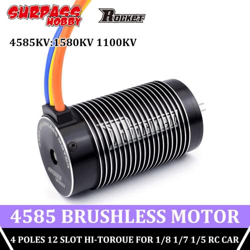 SURPASS HOBBY Rocket Waterproof 4585 Sensorless 1580KV 1100KV Brushless Motor 4 Poles 5mm Hi-torque Motor for 1/8 1/7 1/5 RC Car