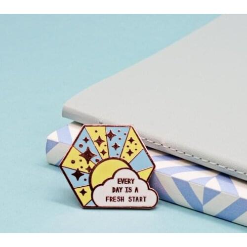 Everyday Fresh Start Enamel Pin Lapel Pins Badge Support Mental Health Positive Reminders Encouragement