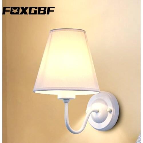FOXGBF canvas craft wall lamp E27 bulb lamp AC220V wall lamp can replace hotel bedroom bedside lamp living room modern wall lamp
