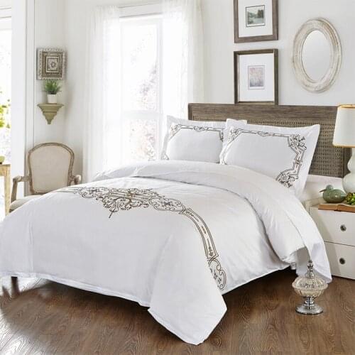 4 Piece 100% cotton Bedding Set embroidered hotel Quilt Cover