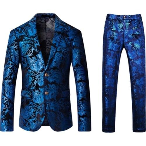 Jacket+Pants) 2021 Two Pieces Men Suits Slim Fit Wedding Grooms Tuxedos Cheap One Button Formal Prom Business Suit Blazers 5XL