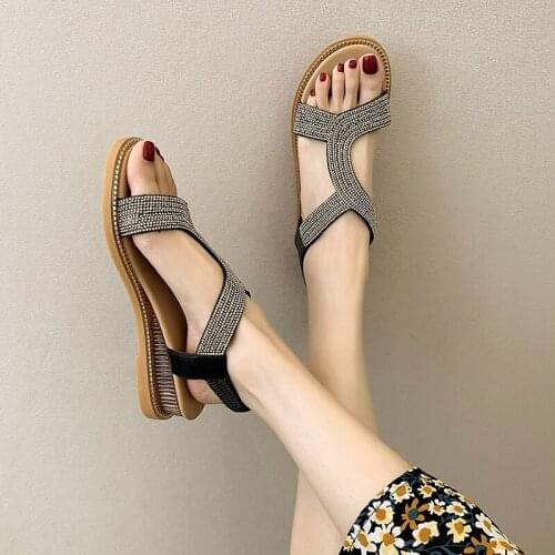 2021 Summer Sandals Womens Shoes Fat Feet Sandals Womens Flat-bottomed Summer New Style Comfortable Shoes for Pregnant Women