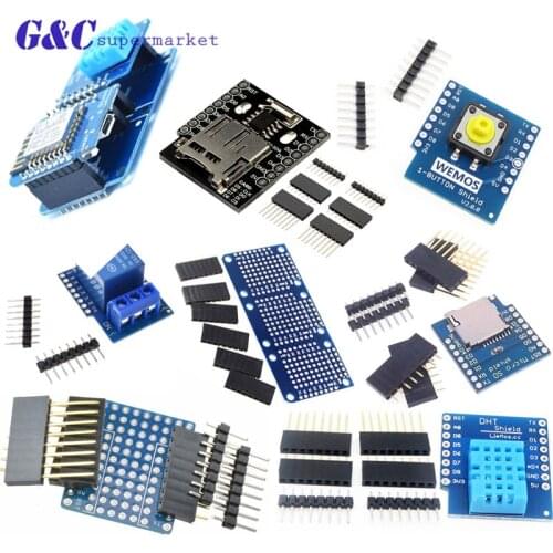 For Wemos D1 Mini Shield WIFI Development Board Base ESP8266 DHT11 DHT22 Relay Proto Board Dual Base for arduino NodeMcu