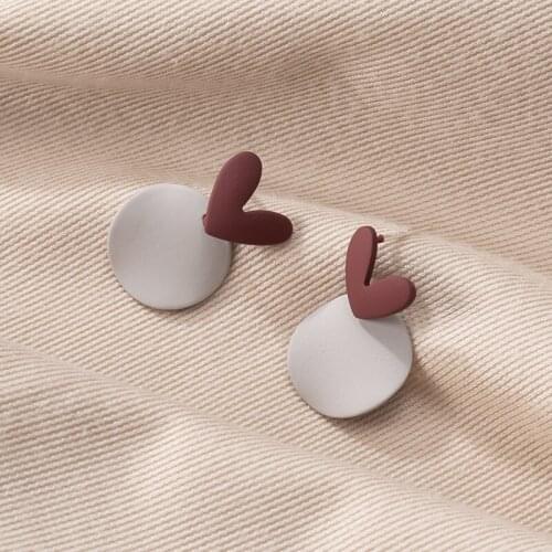 Sweet Cute Small Earrings Earrings Pink Heart Earrings For Women 2021 Trendy Statement Dangle Earings Korean New Fashion Jewelry