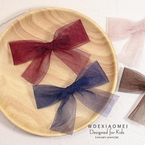 Cute Bows Hair Clip For Girls Woman Sweet Hairgrips Korea Gleaming Tulle Bowknot Hairpins Fashion Kids Hair Pin Accessories Gift