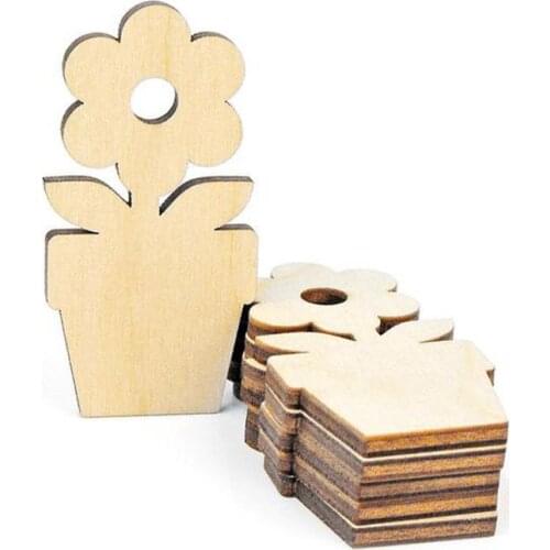 Set of 50pcs Wooden Flower blank diy painting toy Art Projects Craft Hanging Tag 8cm