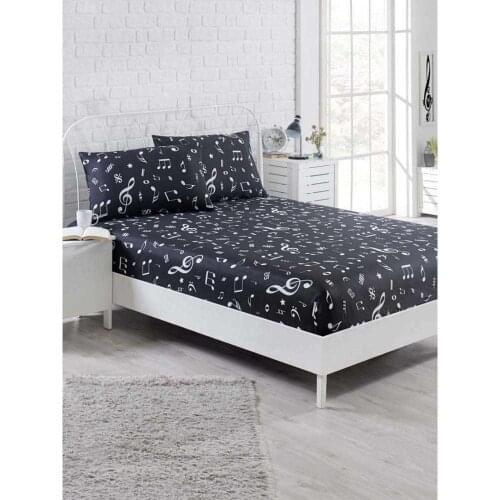 Pes Fitted Sheet Set Double Melody Patterned (160cmx200cm) I Bed Sheet And Pillowcase Sets I Bed Cover