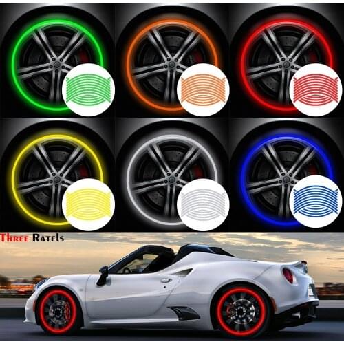 Three Ratels FTZ-1246#16Pcs Strip Reflective Motocross Bike Motorcycle Wheel Sticker Decal 14"17"18" Reflective Rim Tape styling