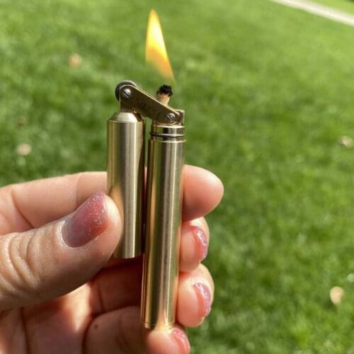 New Vintage Brass Flint Kerosene Lighters Flame Retro Metal Grinding Wheel Petrol Old Trenches Cigarette Lighter Smoker Gadgets