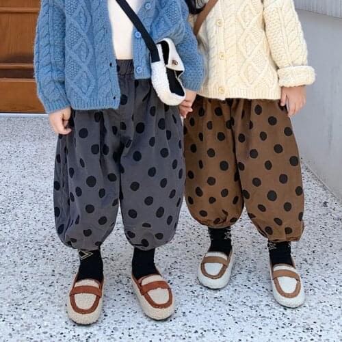 Autumn boys girls fashion loose dot Hip pants Kids casual ankle-length oversized trousers 1-7Y