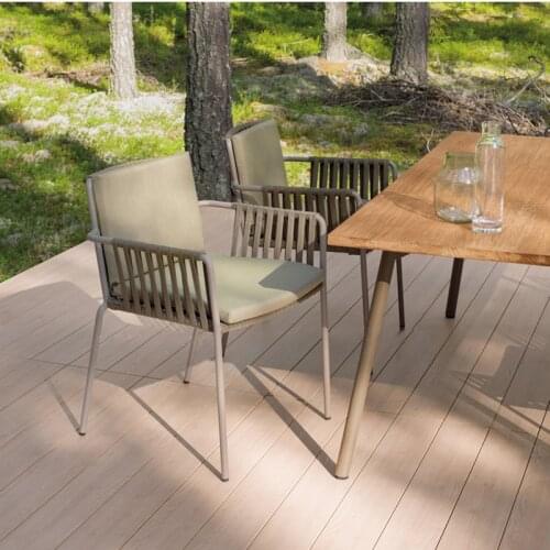 Beach Chairs Outdoor Furniture Designer Rattan Armchair Garden Courtyard Outdoor Balcony Cafe Outside Dining Chairs for Kitchen