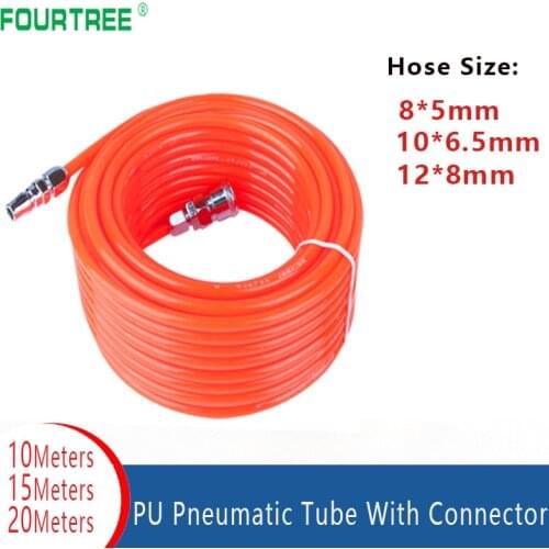 10M 15M 20M Pneumatic Pipe Air Pump Trachea Compressor Hose With Connector Straight High Pressure Flexible PU Gun 8x5/10*8mmTube