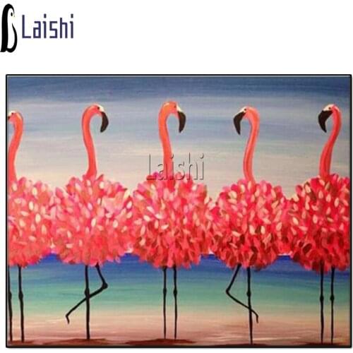 Full Round Drill Diamond Painting Flamingo Animal Embroidery Diamond Mosaic Paintings Birds Diamond Pictures Lover Gift Wall Art