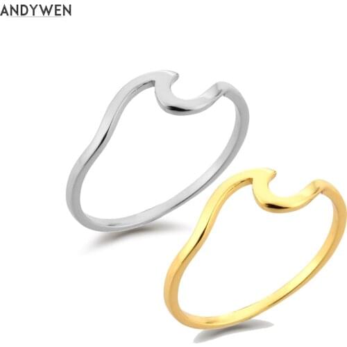 ANDYWEN 925 Sterling Silver Plain Twist Simple Rings Women Luxury Tiny Fashion Fine Jewelry 2021 Women Valentiens Jewels Circle