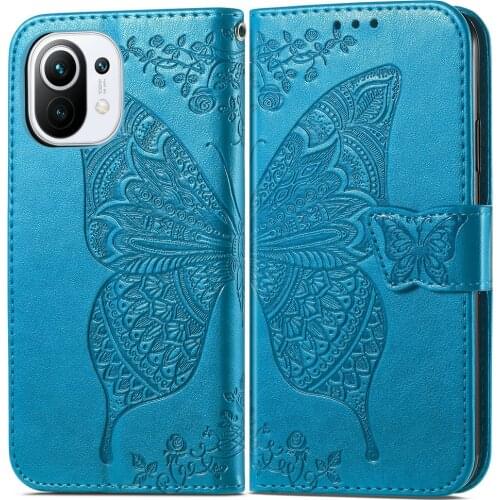 Shockproof Case Butterfly Leather Book Cover for Xiaomi Mi 11 Lite 5G Flip Case 360 Protect Bumper Funda Mi11 Lite 11i Pro Para