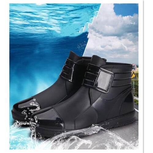 Fishing Boots Men Fashion Waterproof Hunting Non-Slip Upstream Rocky Water Shoes Short Tube Rain Boots Outdoor Wear-Resistant