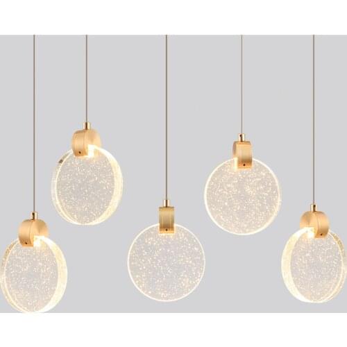 Modern Round Crystal Pendant Lamp Nordic Creative Single Head Hanging Light For Bar Kitchen Dining Room Decor Luxury Lamp