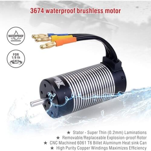 Surpass Hobby motor Waterproof Brushless Motor 3674 1350KV 1580KV 1900 KV 2250KV RC Car Motor for 1/8 1/10 RC Car Off-Road